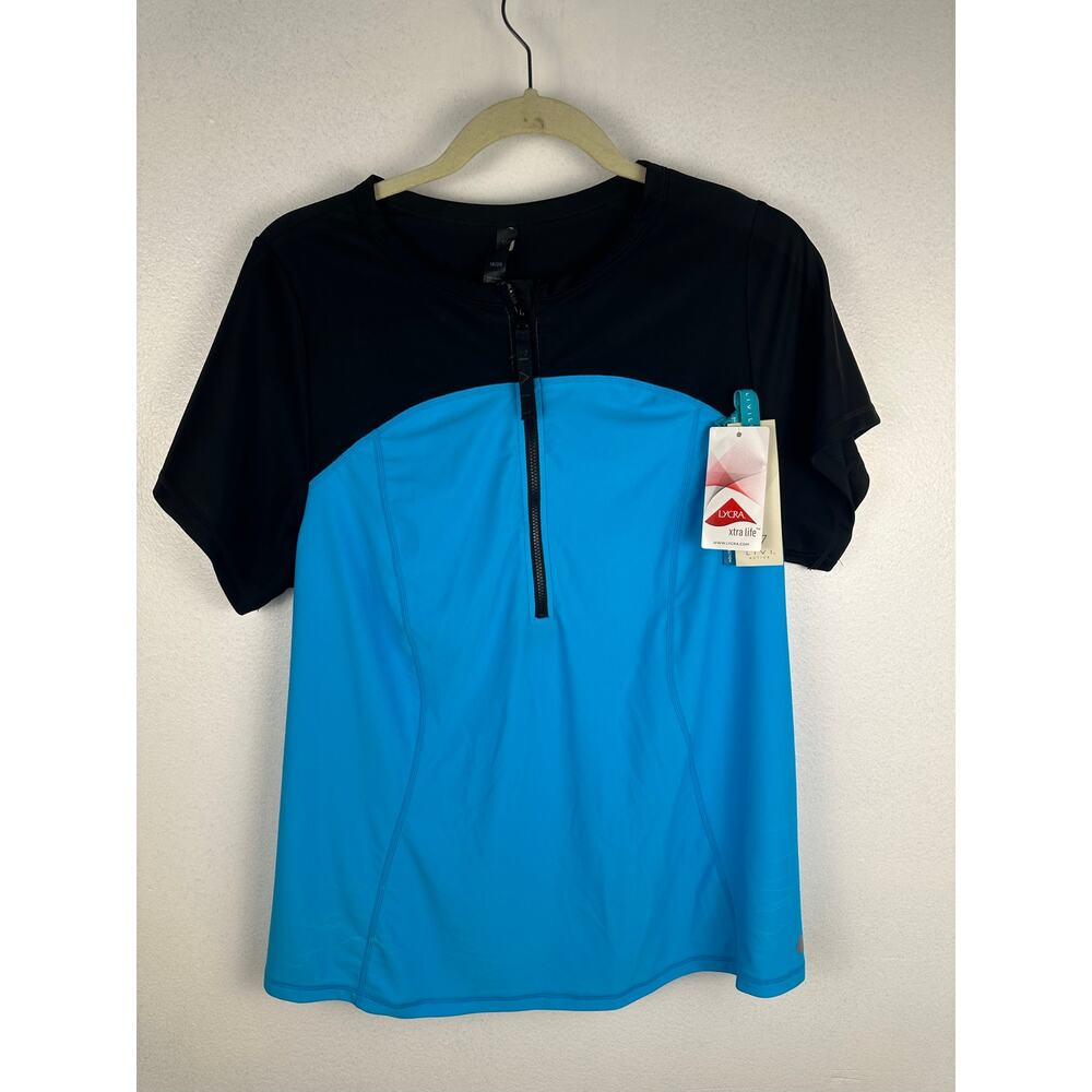 Livi zip-up jacket rash guard sun block black and blue size 18-20 Swim resort